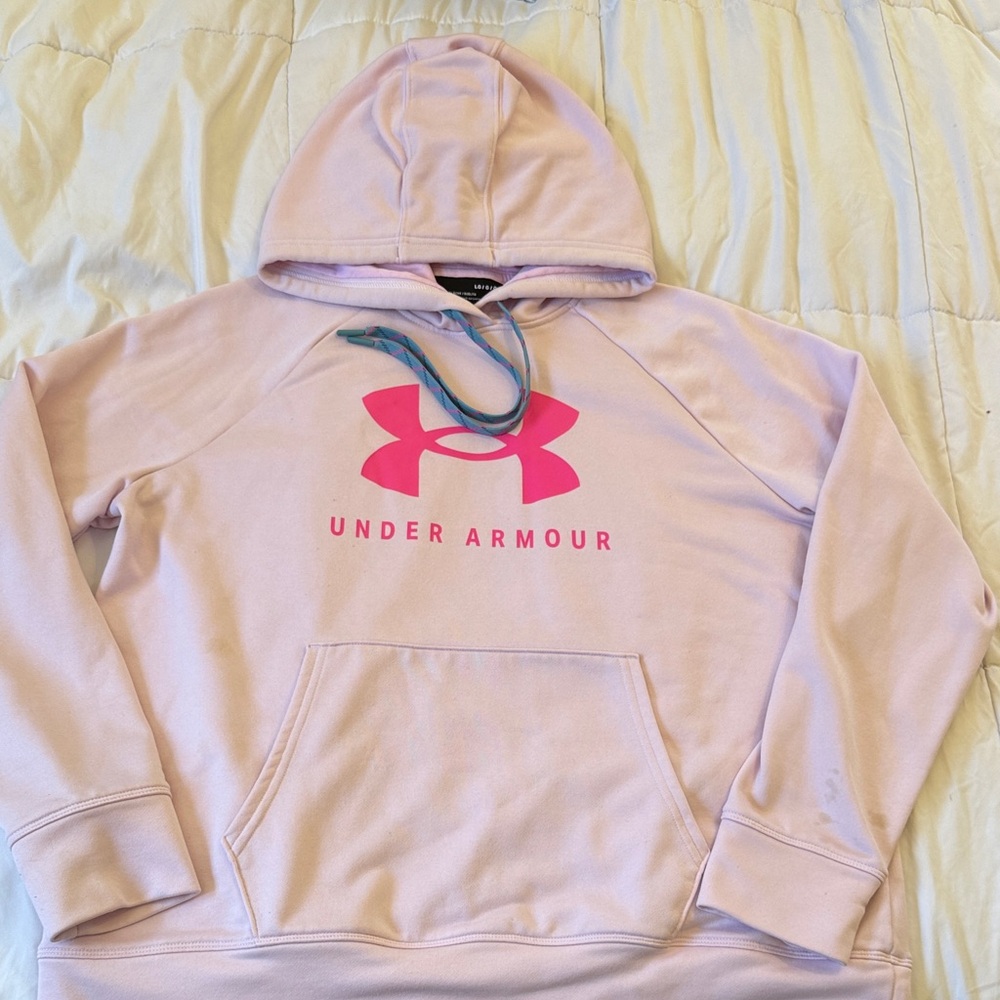 Under Armour Light Lavender Hoodie with hot pink Logo